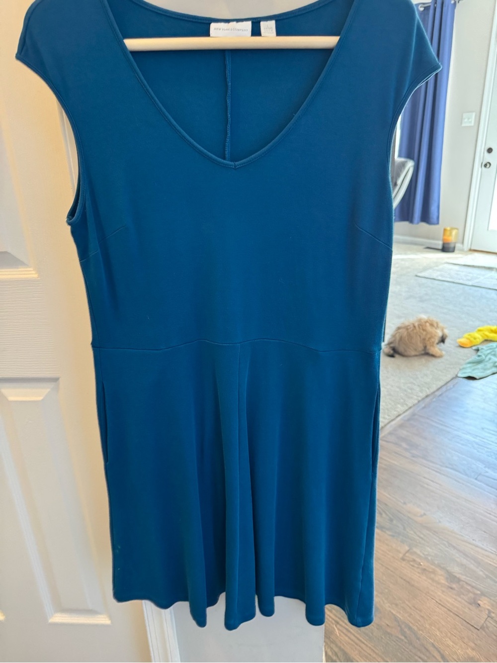 Soft V-Neck Teal Dress